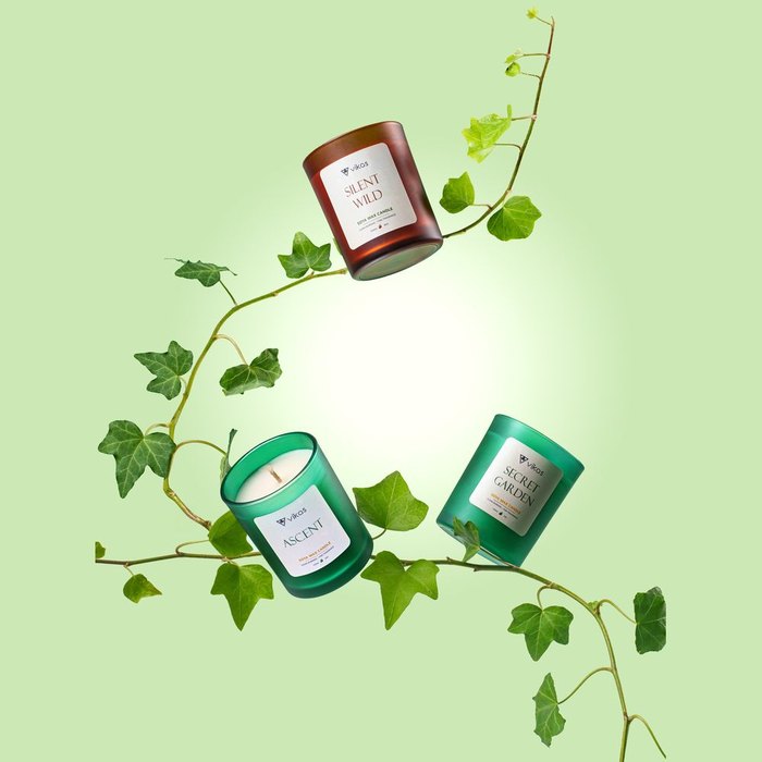 Bộ nến thơm chụp theo concept có bối cảnh